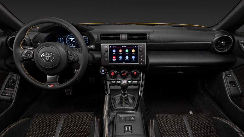 The interior of a Toyota GR86 Yuzu Special Edition.