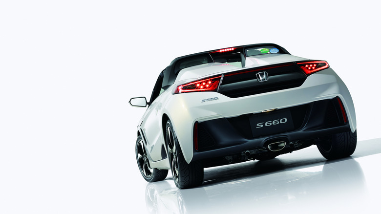 Rear of a white Honda S660