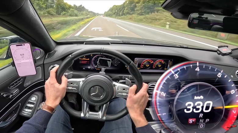 A driver traveling at high speeds on the Autobahn
