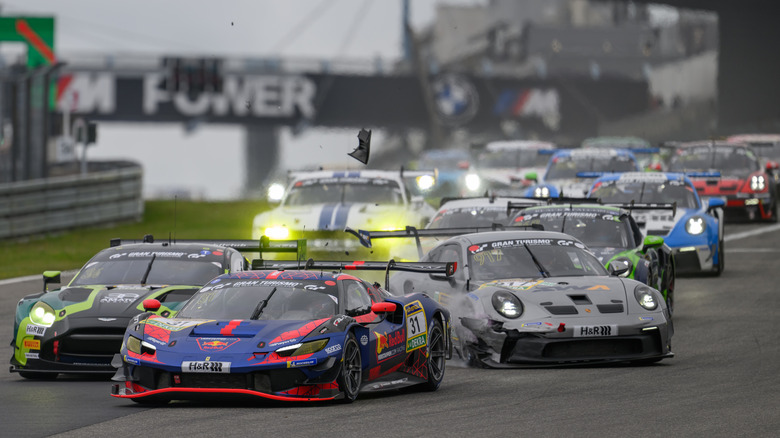 NUERBURG, GERMANY - SEPTEMBER 27: The #31 Ferrari 296 GT3 driven by Max Verstappen of Netherlands and Christopher Lulham of Great Britain during the ADAC Nürburgring Langstrecken-Serie, the 57th ADAC Barbarossapreis, at Nuerburgring on September 27, 2025 in Nuerburg, Germany.