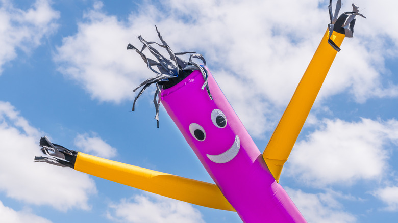 Inflatable Dancing, Flailing Arms Tube Guy, Blue Sky and Clouds