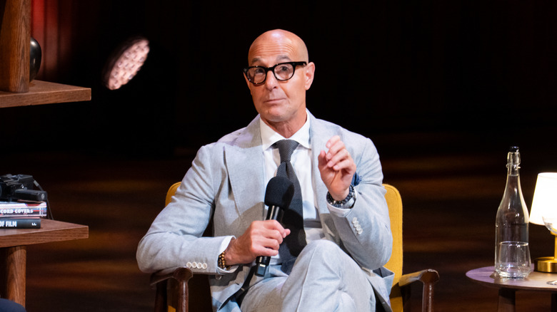 Stanley Tucci in conversation with Gary Lineker on stage during Stanley Tucci: Film, Food and Me at The Southbank Royal Festival Hall on September 06, 2026 in London, England.