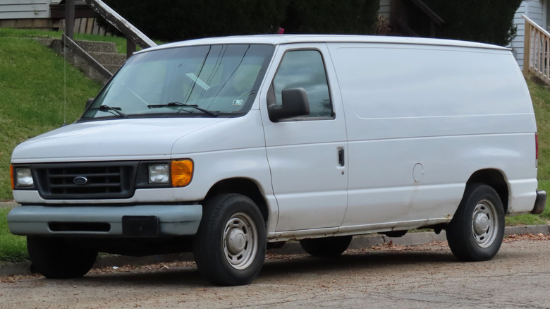 White ford E-series van