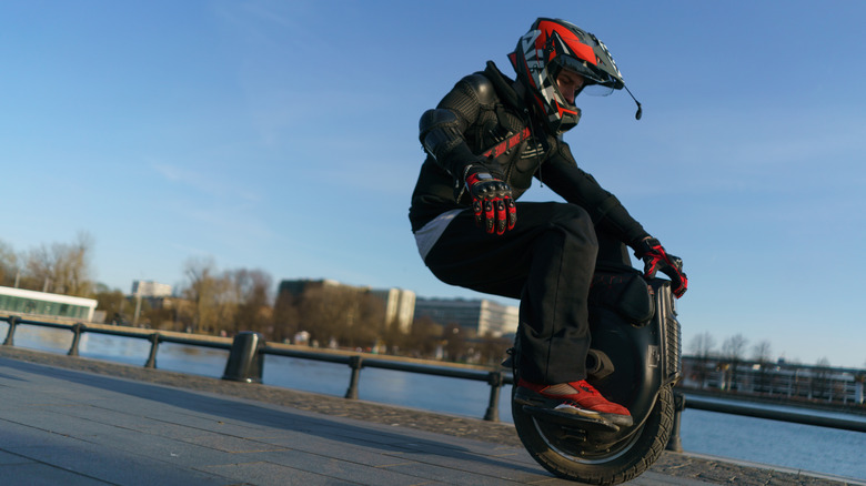 Electric unicycle rider in Russia
