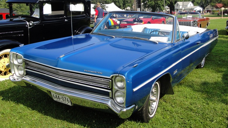 A blue 1968 Plymouth Fury convertible in Kerkoven, Minnesota