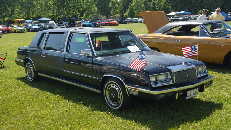 A black 1984 Chrysler Executive at a Minnesota car show