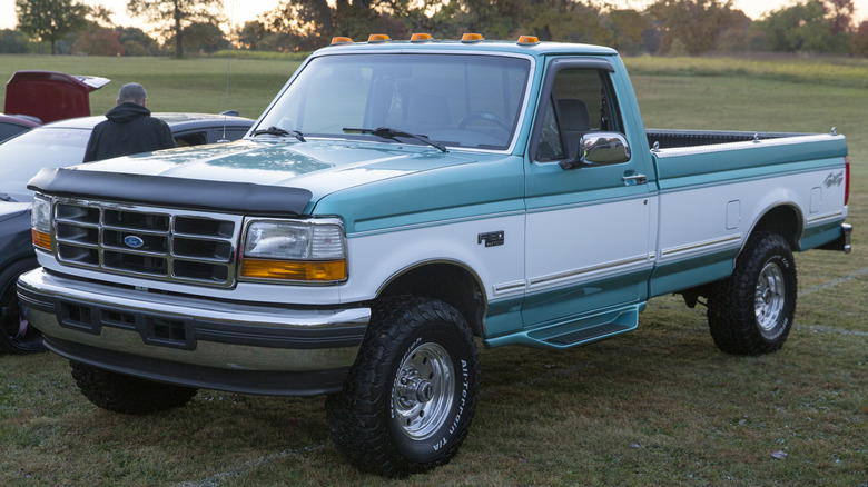 Teal and white Ford F-150