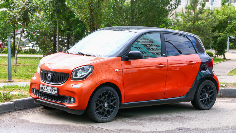 Krasnogorsk, Russia - June 1, 2025: German compact car Smart Forfour (W453) in the city street.