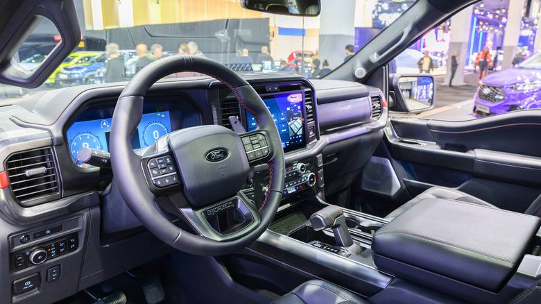 BRUSSELS, BELGIUM - JANUARY 09: Ford F150 Raptor pickup truck interior on display at the AutoSalon press preview on January 09, 2026 in Brussels, Belgium. The 102nd Brussels Motor Show has firmly established itself on the international calendar, featuring over 60 car brands and more than 20 motorcycle brands, and visited by over 270,000 people. (Photo by Sjoerd van der Wal/Getty Images)
