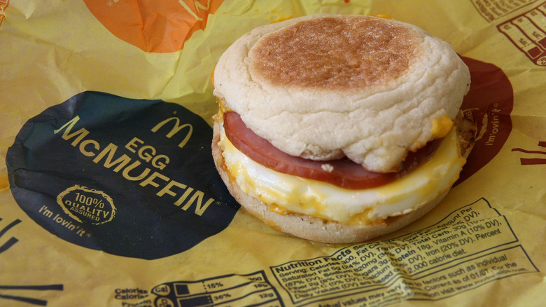 SAN RAFAEL, CA - OCTOBER 01: Nutritional information is printed on the wrapper of a McDonald's Egg McMuffin October 1, 2008 in San Rafael, California. California Governor Arnold Schwarzenegger signed legislation Tuesday that makes California the first state in the U.S. to require chain restaurants to reveal calorie information on standard menu items. The law goes into effect in July 2009. (Photo Illustration by Justin Sullivan/Getty Images)