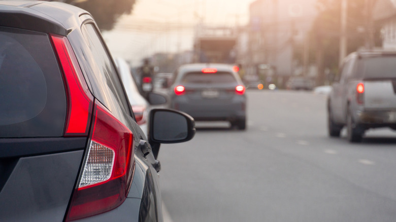 Cars in traffic
