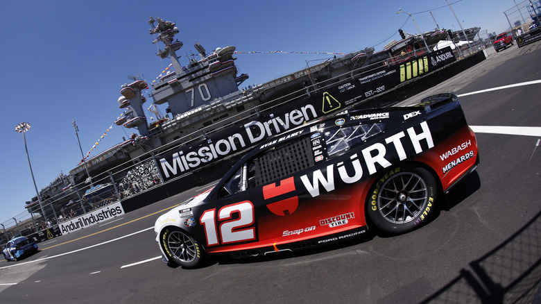 Ryan Blaney, driver of the #12 Wurth Ford, drives during practice for the NASCAR Cup Series Anduril 250 at Naval Base Coronado on June 19, 2026 in San Diego, California.