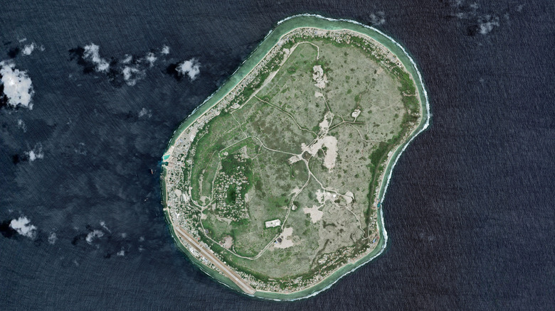 Nauru Island Satellite View Overhead Pacific Ocean