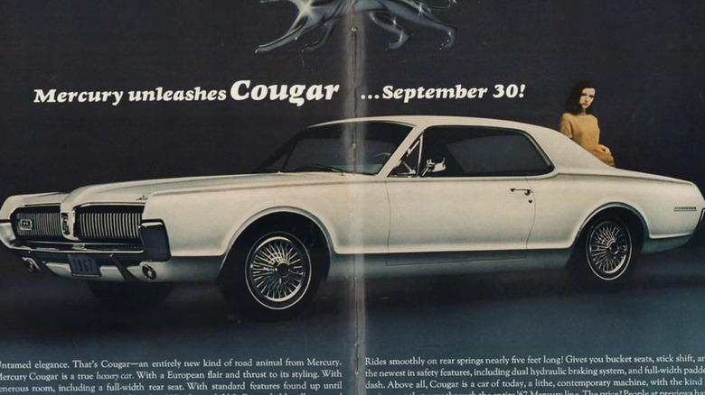 a magazine ad showing the  67 mercury cougar