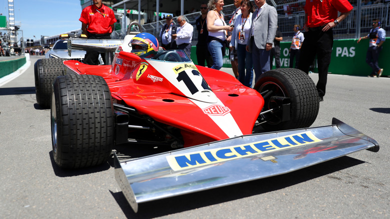 Jacques Villeneuve of Canada prepares to drive the 1978 Ferrari 312 of his late father Gilles Villeneuve on track before the Canadian Formula One Grand Prix at Circuit Gilles Villeneuve on June 10, 2018 in Montreal, Canada.