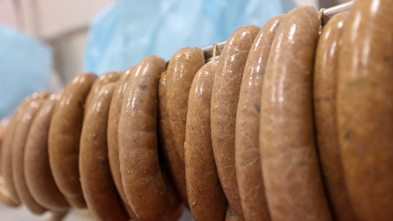 Boudin (boudain) , a pork and rice Cajun sausage