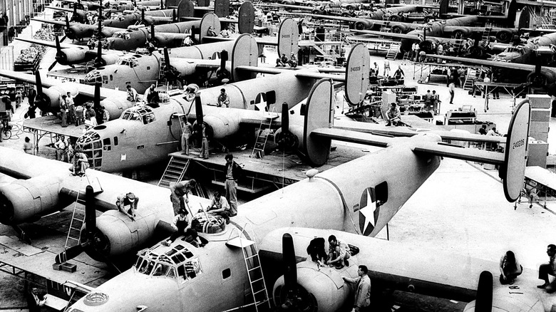 a huge factory with multiple planes under construction