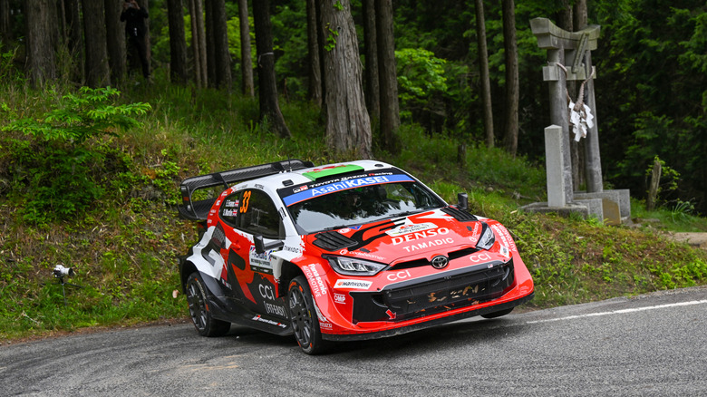 TOYOTA, JAPAN - MAY 31: Elfyn Evans of Great Britain and Scott Martin of Great Britain compete with their Toyota Gazoo Racing WRT Toyota GR Yaris Rally1 during Rally Japan, Round 7 of the 2026 FIA World Rally Championship on May 31, 2026 in Toyota, Japan. (Photo by Massimo Bettiol/Getty Images)