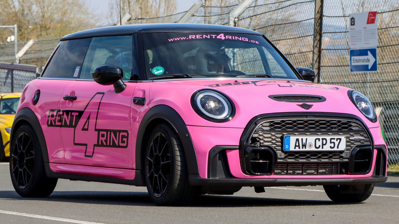 Nurburgring.Nurburg.Germany - 04.05.2025: A pink Mini Cooper at the Nurburgring race track.