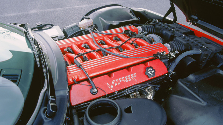 A 8.0-liter Dodge Viper V10 big-block engine