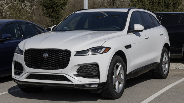 Indianapolis - March 24, 2024: Jaguar F-Pace P250 display at a dealership. Jaguar offers the F-Pace in P250 and P400 models. MY:2023