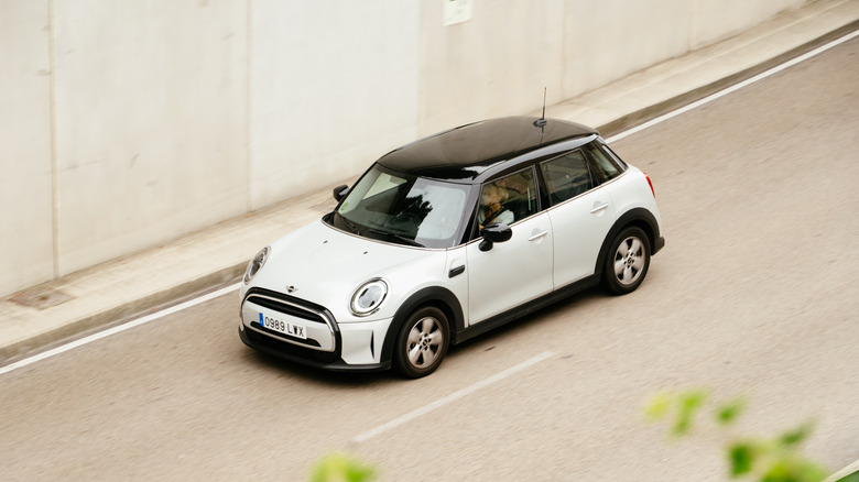 Santander, Spain - 1 July, 2025: A Mini Cooper car in a city street