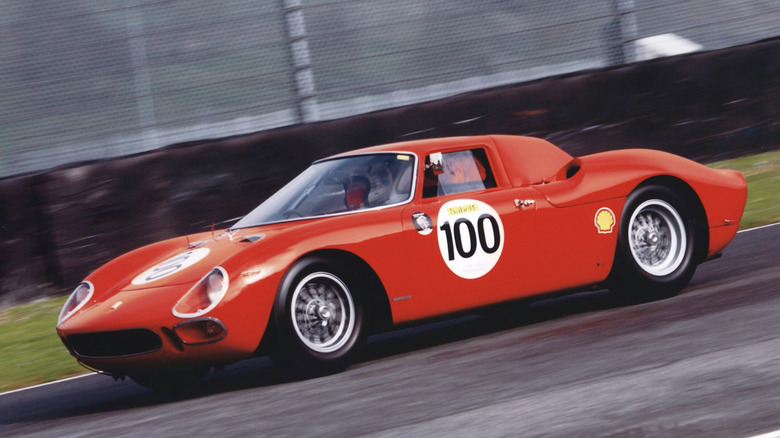 Vintage photo of a red Ferrari 250LM race car