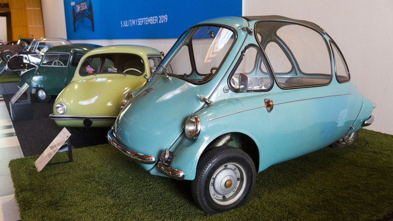 Microcars in a museum