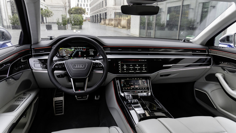 Audi S8 showing sound system and the interior