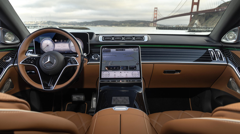 Mercedes-Maybach S 680 showing screen and sound system