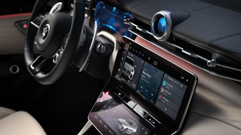 Maserati dash showing clock