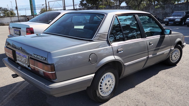A gray Brazilian Chevrolet Monza sedan