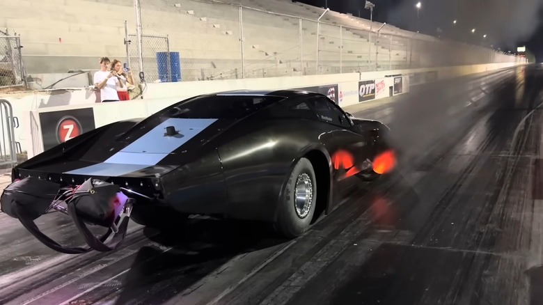 A 3,000 horsepower diesel Corvette drag racer