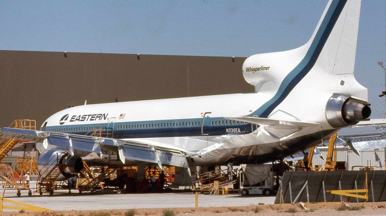 A Lockheed L-1011 TriStar N330EA at Palmdale plant before to be delivered to Eastern Air Lines in 1974.