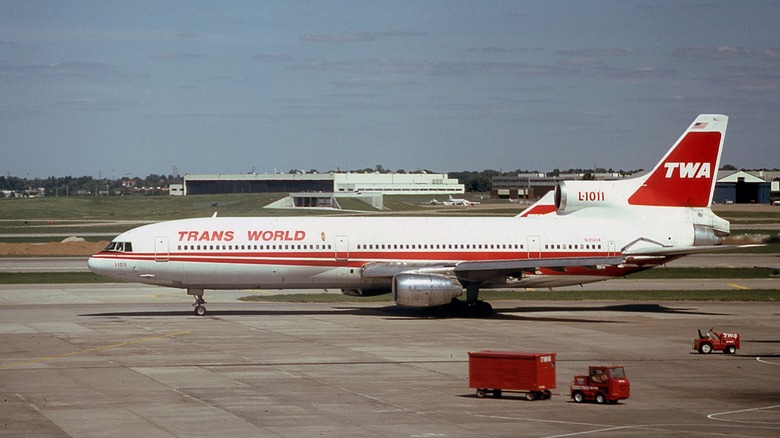 A TWA Lockheed TriStar at Lambert-St. Louis International Airport in 1984