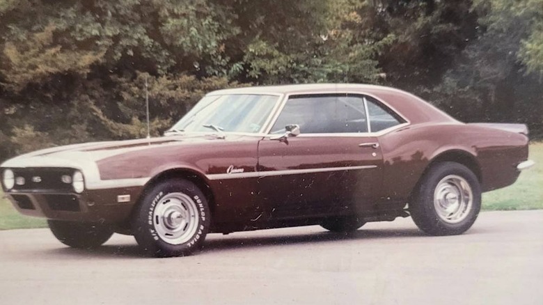A dark red 1968 Chevrolet Camaro