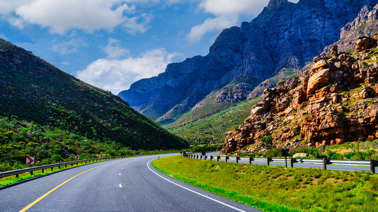 A road winding through mountains
