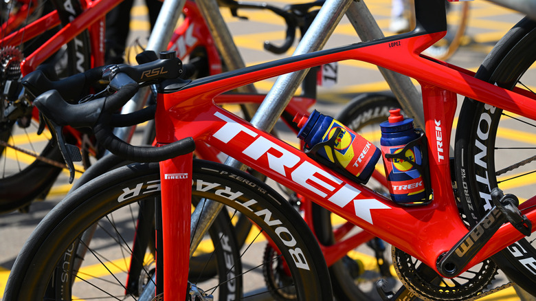 Trek Bike of Juan Pedro Lopez of Spain and Team Lidl-Trek prior to the 6th UAE Tour 2024, Stage 4 a 168km stage from Dubai Police Officer's Club to Dubai Harbour / #UCIWT / on February 22, 2024 in Dubai, United Arab Emirates.