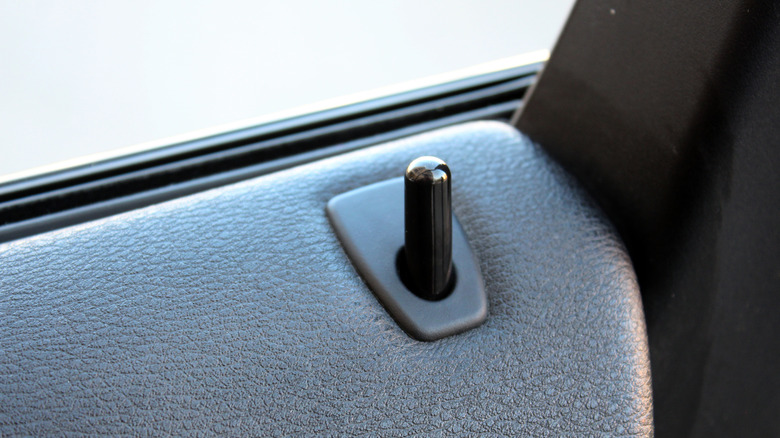 Lock pin on a car door