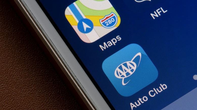 AAA mobile app and Apple Maps app.