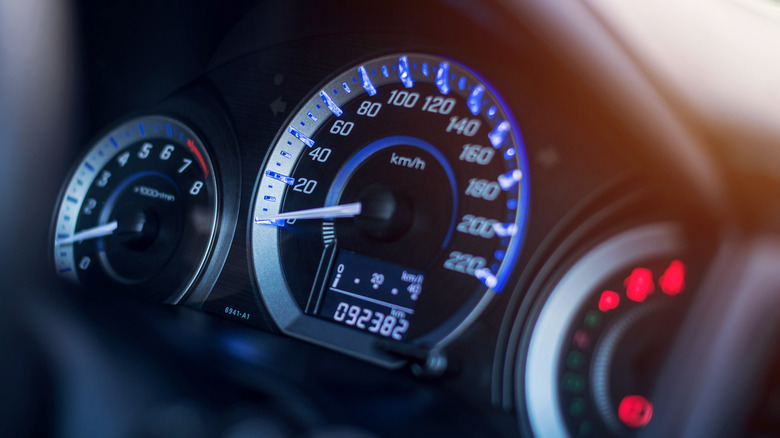 Closeup dashboard of mileage car