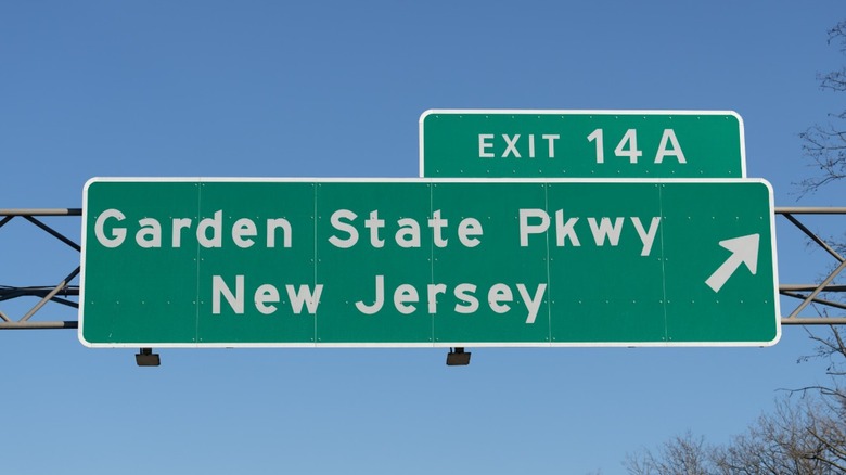 Exit sign for Exit 14 A Garden State Pkwy New Jersey