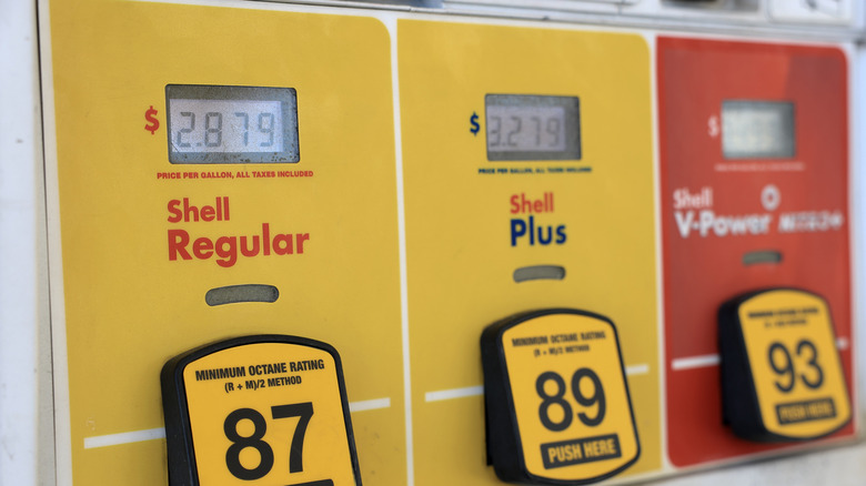 Gas prices displayed at the gas pump