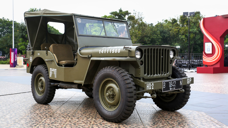 This is a Willys MB sitting outside a museum.