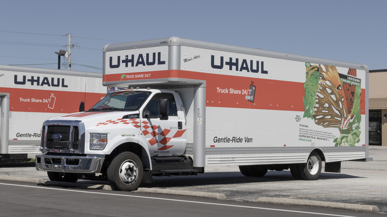 Greenwood - April 13, 2024: U-Haul Moving Truck Rental Location. U-Haul offers moving and storage solutions.