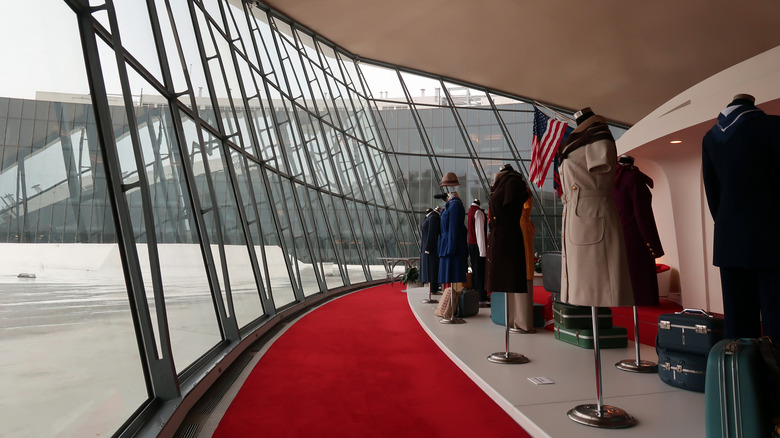 TWA uniforms on display at the TWA Hotel/TWA Flight Center designed by Eero Saarinen at John F. Kennedy International Airport.