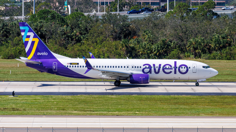 One of Avelo's Boeing 737s on the tarmac