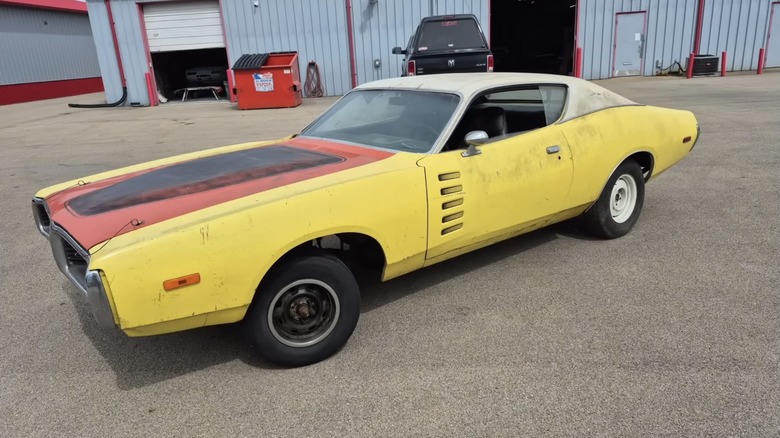 Front 3/4 view of a 1972 Dodge Charger Rallye 440 Six-Pack, one of two documented to still exist