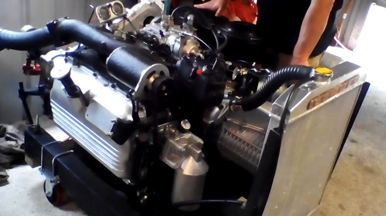 A Commer 1957 TS-3 engine on display