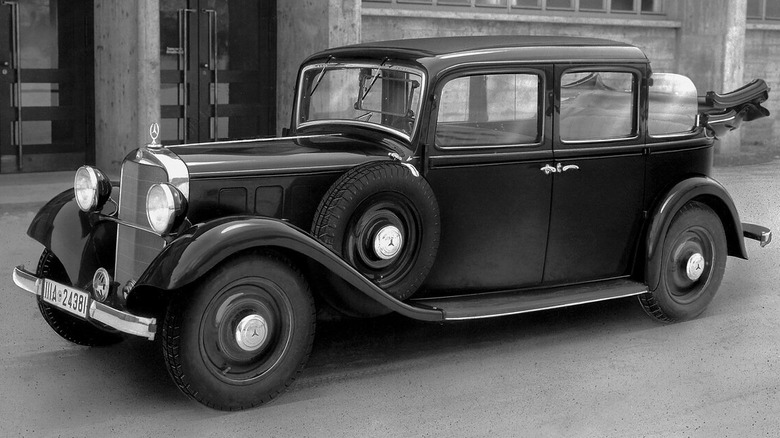 Vintage photo of a 1936 Mercedes-Benz 260 D, the world's first mass-produced diesel car